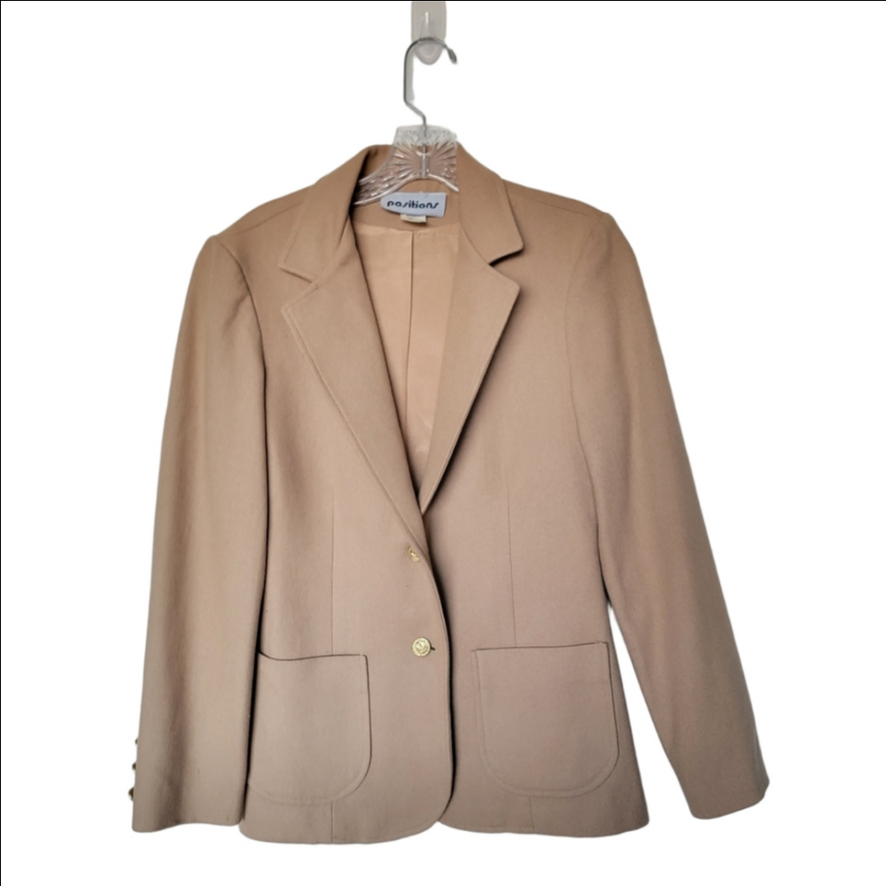 VINTANGE POSITIONS 100% Wool Tan Women's Blazer Size Small*